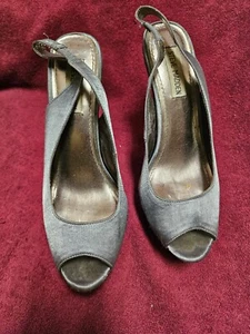 Steve Madden Women's Silver Stilettos Open Toe Slingback Sz 8.5 - Picture 1 of 14
