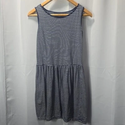 Crazy 8 Girls XL (14) Sleeveless Tank Slip Dress Stripe Navy White Nautical Look - Image 1 of 4