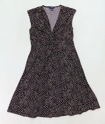 Vestido para mujer Chaps talla L midi línea A tejido elástico púrpura beige lunares Foto 1 de 4