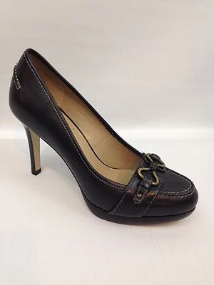 Women's Talbots Black Leather High Heel Pumps w Buckle Accent - 5.5 B - Image 1 of 4