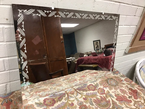 ANTIQUE VTG REVERSE PAINT? FRAMELESS WALL MIRROR 24” X 16” VERTICAL HORIZONTAL Cover