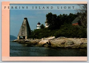 Postal Perkins Island Light Maine Kennebec River - Thomas H Mitchell - Imagen 1 de 2