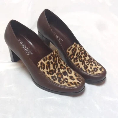 Zapatos de salón Franco Sarto pelo de becerro de leopardo cuero marrón tacón bloque talla 7 Foto 1 de 4