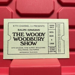 Talón de boleto de grabación de estudio Woody Woodbury Show KTTV Studios Channel 11 6 de marzo de 1968 - Imagen 1 de 2