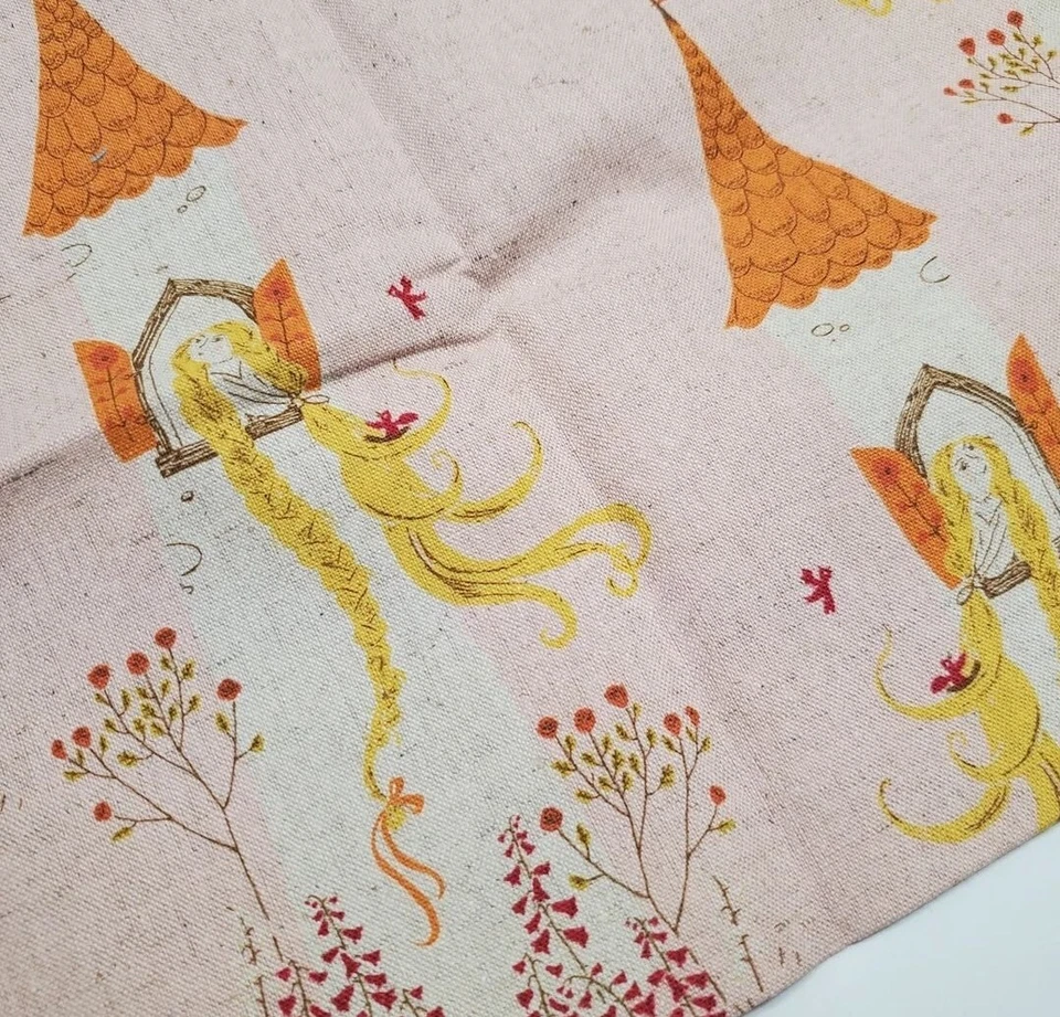 Heather Ross Fabric Cotton Linen Rapunzel Castle Pink Sew Quilt FAT QUARTER  - Image 1 of 1