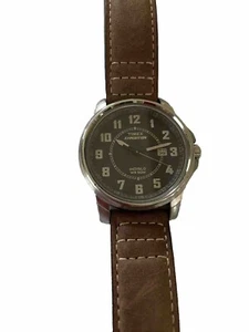 Vintage Timex Expedition Brown Face & Leather Men's Indigo WR 50M - New Battery - Picture 1 of 7