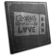 Cooking Love Chalk Abstract Food Kitchen SINGLE CANVAS WALL ART Picture Print