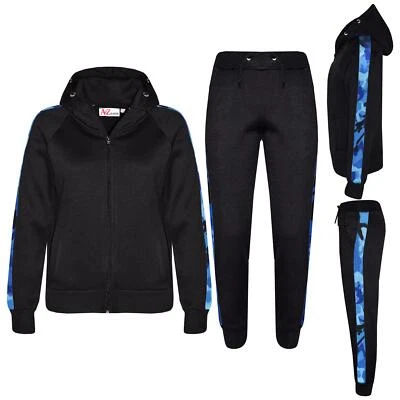A2Z 4 KIDS® Kinder Mädchen Jungen Jogginganzug schwarz Fleece Trainingsanzug Kapuze Hoodie Unterteil Jogginghose
