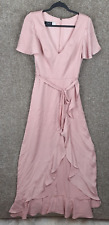 DB Studio Celebrate Wrap Formal Maxi Dress Womens 6 Blush Pink Futter Sleeve