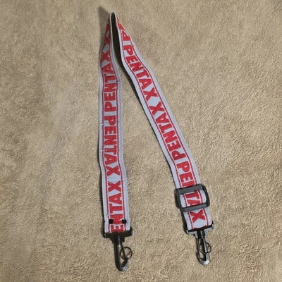Vintage Pentax Adjustable Camera Strap With Clips - Gray & Red - Image 1 of 4