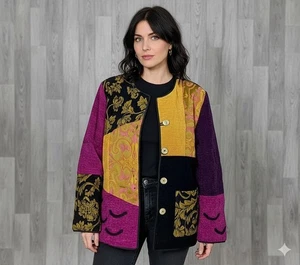 Vintage Indigo Moon Damen L Patchwork Mantel Gypsy Artsy Lagenlook Boho Jacke - Bild 1 von 9