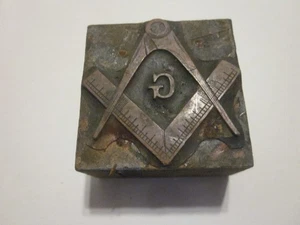 Antique Masonic Stamp INK STAMP TYPESET Freemason. Wood & Metal Stamp - Picture 1 of 3