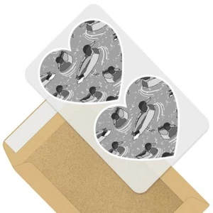 2 x Heart Stickers 7.5 cm - BW - Swimming Mallard Ducks Duck #35778 - Bild 1 von 9