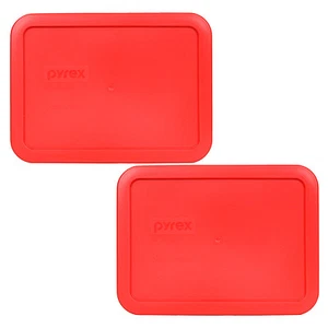 Pyrex 7210-PC Red Rectangle Plastic Storage Replacement Lid Cover (2-Pack) - Picture 1 of 3