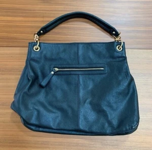 Cuore & Pelle Sophia Hobo Black Pebbled Leather Shoulder Bag Purse Gold Tone - Picture 1 of 15