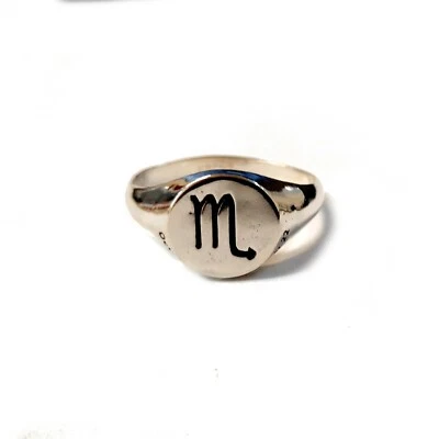 Genuine Sterling Silver Ring Zodiac Sign Scorpio Hallmarked Solid 925 Handmade - Image 1 of 4