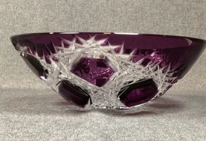 Bohemian Caesar Crystal MARS Extra Large Berry Bowl Violet SIGNED By Kunst - Picture 1 of 13