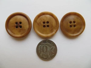 Antique Unisex Rimmed 4-hole Corozo Light  Brown Coat Replacement Buttons-28mm - Picture 1 of 5