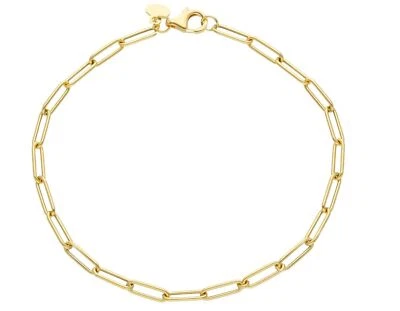 Armband Gelbgold Oder Weiß Oder Pink 18K, Jersey Paper Clip Von 3x9 MM, 18 CM - Bild 1 von 4