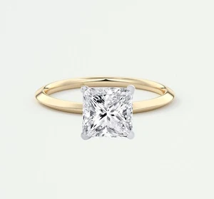 Anillo de diamantes cultivados creado en laboratorio princesa de 1,5 quilates de oro amarillo de 14 quilates IGI E/VVS 1,5 quilates - Imagen 1 de 1