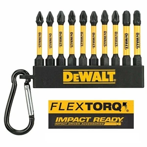 Dewalt Screwdriver Bit Set x10 Insert 50mm FLEX TORQ PZ2 PZ1 PZ3 Key Ring Chain - Picture 1 of 13