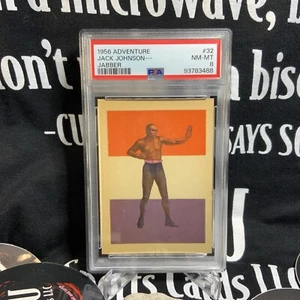 1956 Gum Adventure #32 Jack Johnson Boxer Jabber PSA 8 NMMT Goat - Picture 1 of 2