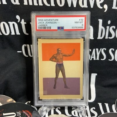 1956 Gum Adventure #32 Jack Johnson Boxer Jabber PSA 8 NMMT Goat - Image 1 of 2