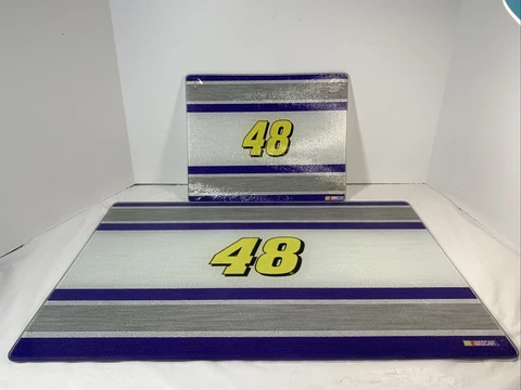 JIMMIE JOHNSON . # 48 cutting board set tempered glass  Large  NOS 2006 NASCAR Cover