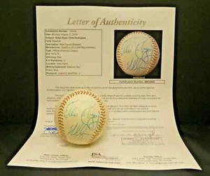 Nolan Ryan Ellie Rodriguez Signed Autographed 1976 No Hit Baseball JSA LOA - Picture 1 of 8