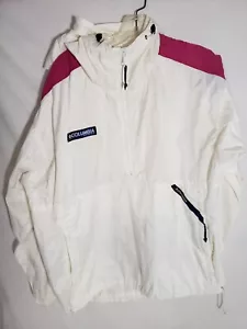 Columbia Vintage Half Zip Pullover Windbreaker - Women's Size Large White Pink - Picture 1 of 8