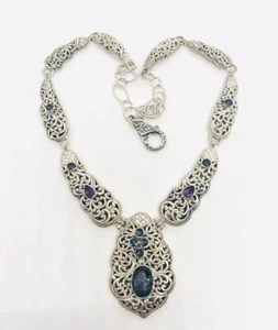 Large BERIA COLLECTION Sterling Silver Mystic Topaz & Amethyst Necklace 82gm - Picture 1 of 12