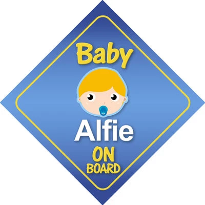 MYBABYONBOARD UK Baby Alfie Autoschild an Bord *Haarfarbenwahl*