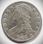 1839-O buste plafonné argent demi-dollar avec belle variété O/O AU + détails (266)