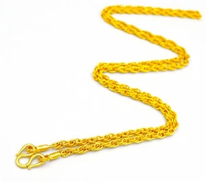 Rope Chain Necklace 22K 23K 24K Yellow Gold Plated Thai Baht Amulet Necklace Men - Picture 1 of 9