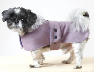 CHELSEA LILAC DOG COAT IN FAUX SUEDE - MADE IN THE UK - Picture 1 of 1