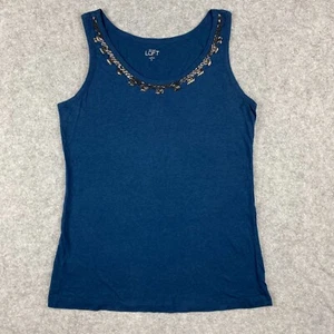 Ann Taylor Loft Embellished Collar Sleeveless Top, Women's XS (Blue) - Picture 1 of 7
