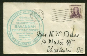 #726 GEORGIA FDC SAVANNAH, GA PLANTY 726-4a GREEN CACHET - Picture 1 of 1
