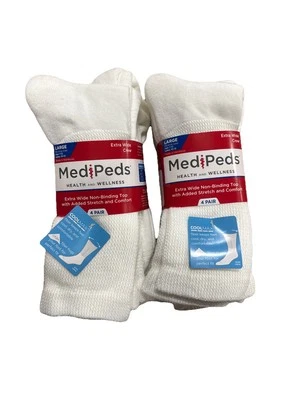 MediPeds Unisex Cuarto Diabético con Top Sin Atar, Blanco Grande Paquete de 2 Foto 1 de 3