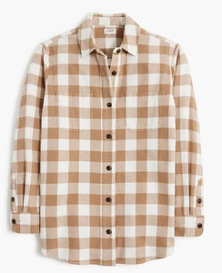 J.CREW $110 MARFIL-CAMEL Algodón Franela Cuadros Frontal Burton Bolsillo Camisa Chaqueta 2X - Imagen 1 de 15