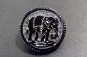 Antique Impressed Black Glass Button - Elephant (4734) - Picture 1 of 4