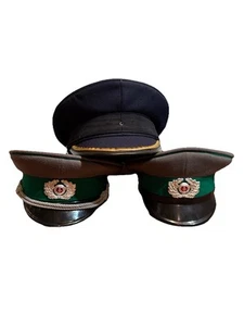 Vintage Original NVA 56/57 1856 N Military Army Visor Hat Lot (3) East Germany - Picture 1 of 18