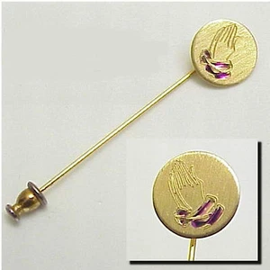 Vintage Stickpin, Signed NAPIER Goldtone/Enamel Praying Hands  - Picture 1 of 1