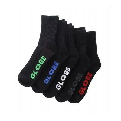 Paquete de 5 calcetines Globe Stealth Crew negros talla 7-11 Skateboard Sox  Foto 1 de 3