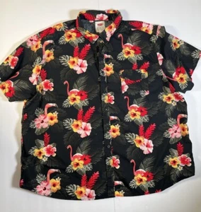 Levis Mens XXXL Flamingo Hawaiian Summer Print Floral Button Shirt A-5 - Picture 1 of 13