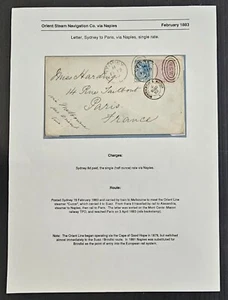 1883 New South Wales Cover ties 2 stamps cd Sydney-Paris - Bild 1 von 3