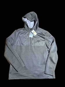 NWT Callaway OPTI-DRI 1/4 Zip Hoodie Grey Ribbed With Hood Golf Jacket Med $80 - Picture 1 of 4