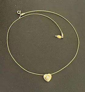 Collar de oro amarillo de 14 quilates con corazón de diamantes de 0,25 quilates cadena de 15,5" (FL24) - Imagen 1 de 7