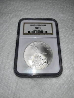 2005 P Marines Commemorative $1 MS70 NGC Certified - Image 1 of 4