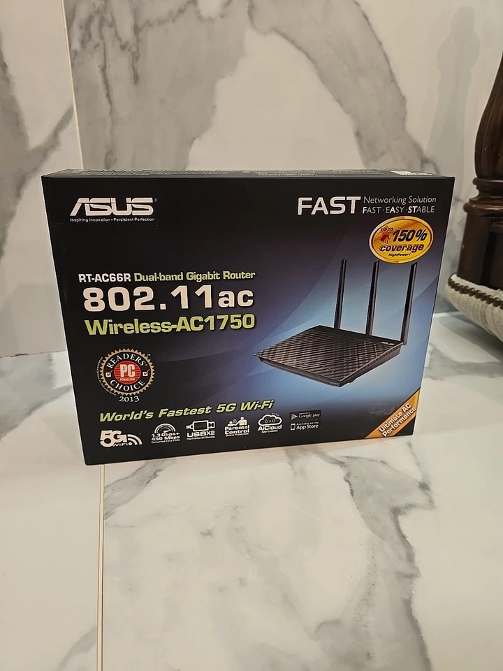 ASUS RT-AC66R 802.11ac Dual-Band Wireless-AC1750 Gigabit Router (Mildy Used) - Image 1 of 4