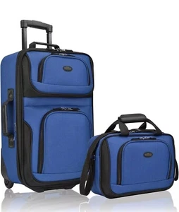 U.S. Traveler's Rio 2-Piece Expandable Carry-On Luggage Set - 1200D Polyester - Picture 1 of 8